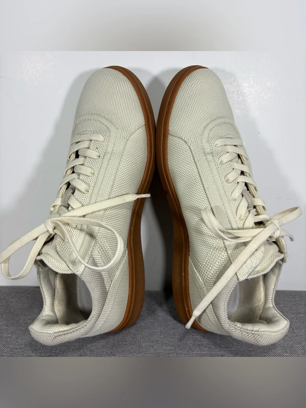 Vivaia Canvas Low-Top Sneakers in Cream with Brown Sole- woman’s EU 40
